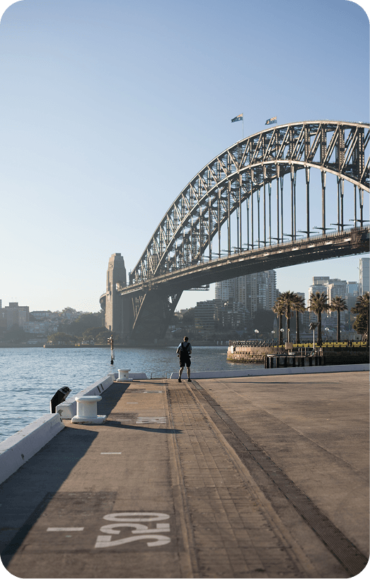 Sydney Harbour Bridge and harbour skyline