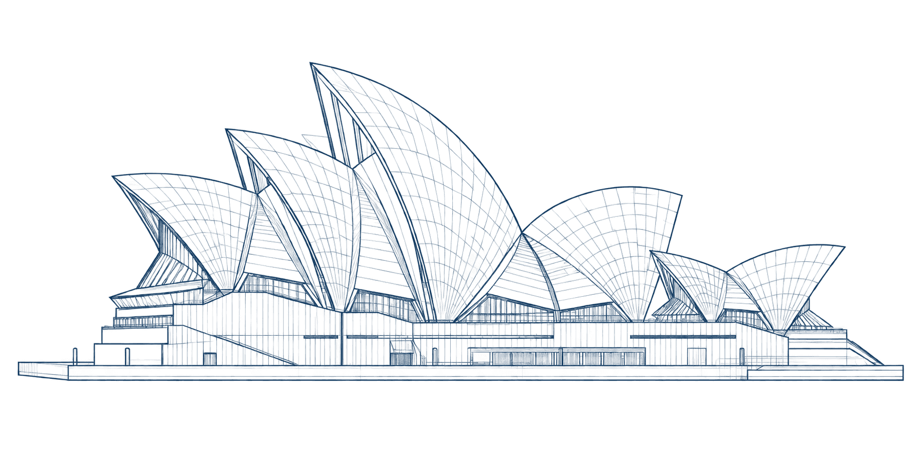 Line illustration of the Sydney Opera House